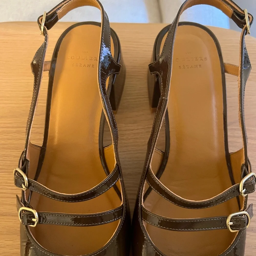 Sezane Paula Babies in Patent Khaki - Picture 4 of 8